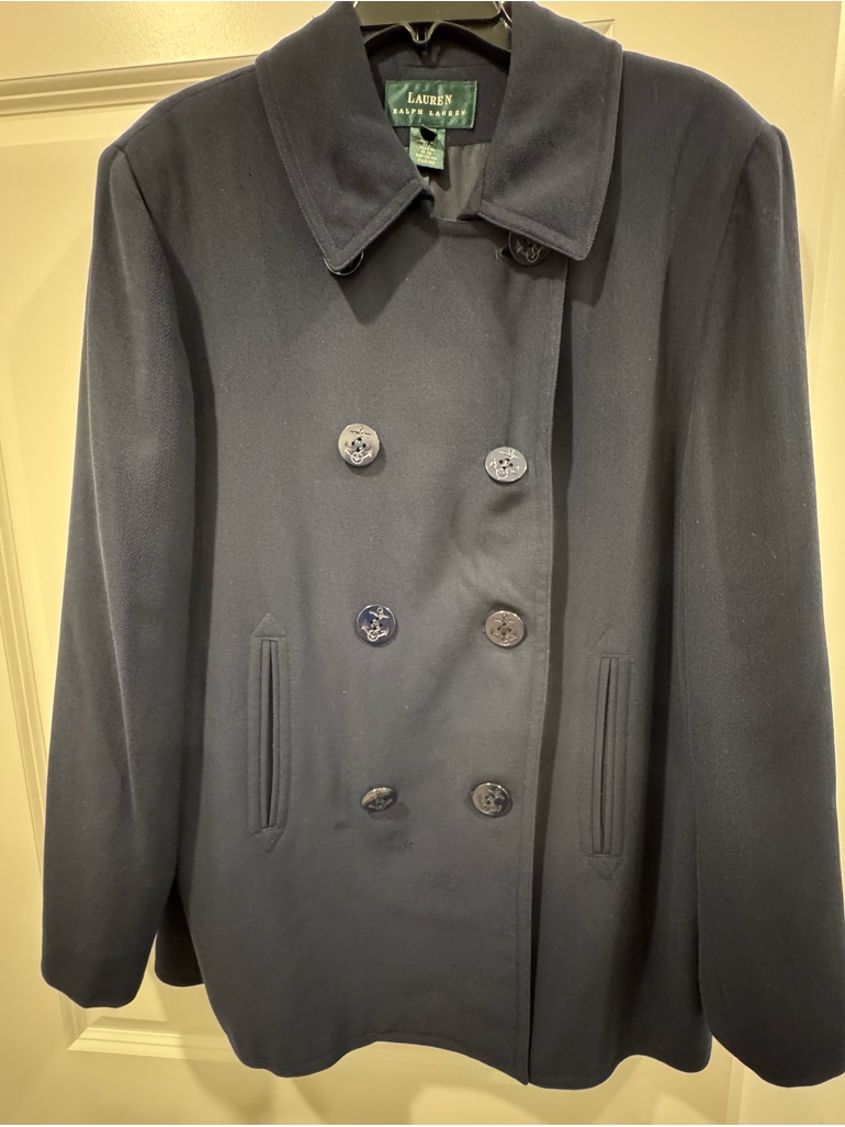 Lauren Ralph Lauren Navy Double-Breasted Peacoat